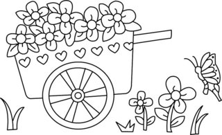 Charette 01 - Coloriages véhicule - Coloriages - 10doigts.fr